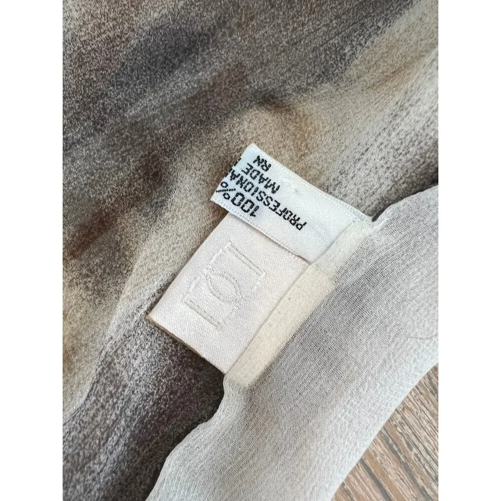Doncaster Silk Chiffon Botanical Floral Print Rectangular Scarf Cream
